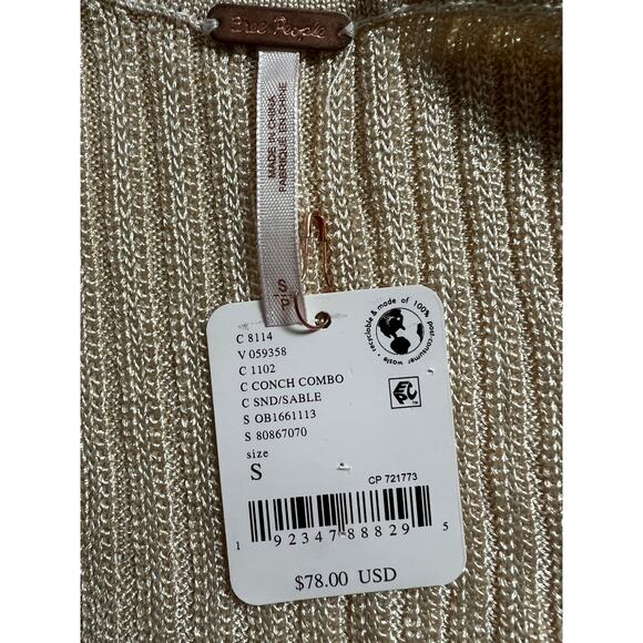 FREE PEOPLE TOP WOMENS SIZE SMALL SEASCAPE SLEEVELESS SWEATER VEST SAND BOHO - Picture 6 of 13